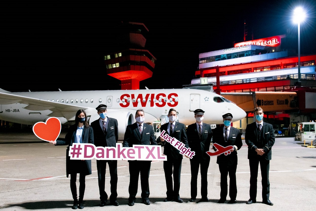 Mit dem Flug LX971 nach Zürich verabschiedet sich Swiss Air vom Flughafen Tegel. #DankeTXL (Bildquelle: BER / Ekaterina Zershchikova)